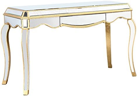 Elegant Lighting Camille Silver with Clear Mirror 1 Drawer Desk