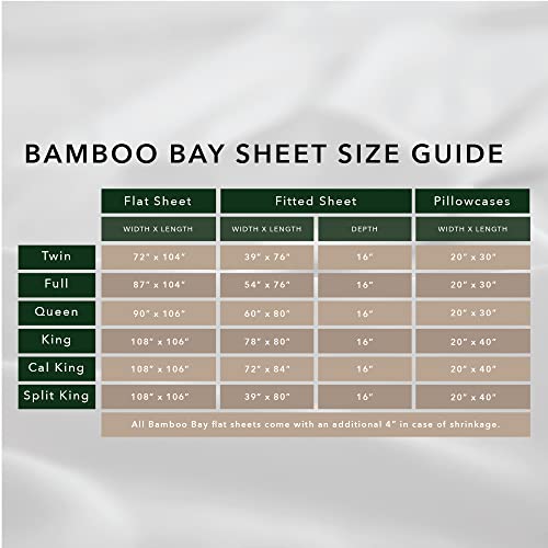 Bamboo Bay 6pc Sheet Set Bamboo Sheets California King Size, Cooling