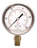 2-1/2" Oil Filled Pressure Gauge - Stainless Steel Case, Brass, 1/4" NPT, Lower Mount Connection 0-100PSI