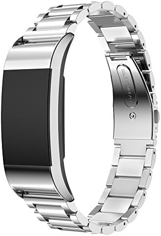 Fitbit Charge 2 Bands AIRED Strap Smartwatch Accessories Replacement Watchbands With Stainless Steel Metal And Safety Clasp For Fitbit Charge 2 HR Fitness Tracker (Silver - Type A)