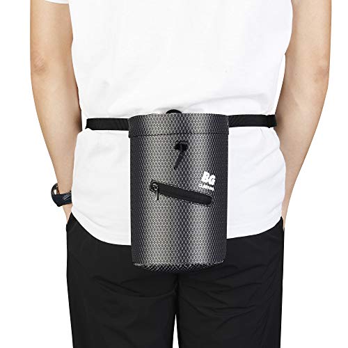 BG Climbing Chalk Bag XL with 2 Zippered Pocket and Elasticated Waistband Designed for Climbing, Bouldering or Big wall; Zippered pocket for large phone (iPhone XS MAX / Galaxy S10 Plus) - Thumbnail 5
