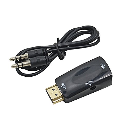 HDMI to VGA Converter Adapters, Gold-Plated HDMI to VGA Converter Adapter for PC, Laptop, DVD, Desktop and Other HDMI Input Devices - Black