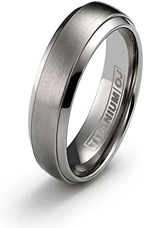 6mm Titanium Ring for Couples Brushed Center Polished Edge Comfort Fit SZ 6-12 Free Engraving Service