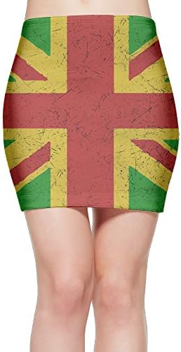 Rasta Union Jack UK Flag Women's Bodycon Mini Knit Basic Stretch Short Pencil Skirt M