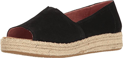 Toms Womens Open Toe Platform Alpargata Black Suede Sandal