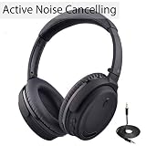 Avantree ANC032 Active Noise Cancelling Bluetooth Headphones with Mic, Wireless, Wired 2-in-1, Comfortable & Foldable Stereo ANC Over Ear Headset, Fast Stream Low Latency, Ideal for Phone, PC & TV