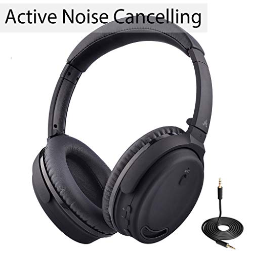 Avantree ANC032 Active Noise Cancelling Bluetooth Headphones with Mic, Wireless, Wired 2-in-1, Comfortable & Foldable Stereo ANC Over Ear Headset, Fast Stream Low Latency, Ideal for Phone, PC & TV