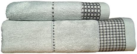 Taprilt Extremely Durable Antibacterial Bamboo &amp; Cotton, 2 Piece Towel Set, 1 Piece Bath Towel &amp; 1 Piece Hand Towel, Blue