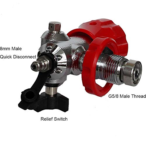 IORMAN 300bar / 4500psi PCP Paintball Fill Station, G 5/8 Male Thread, 8mm Quick Disconnet Adapter, DIN Type Valve Gauge & Hose Charging System (Red) - Thumbnail 3