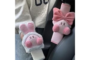 BNTR Car Seatbelt Cover Stocking Stuffers Cute Creative Safety Seatbelt Shoulder Pad Auto Accessory Neck Cushion Protector Seatbelt Shoulder Protector Decoration Nice Gift (2-Pack (Rabbit & Bowknot))