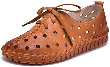 York Zhu Fashion Sneakers for Women, Hollow Out Lace up Round Toe Flats Shoes