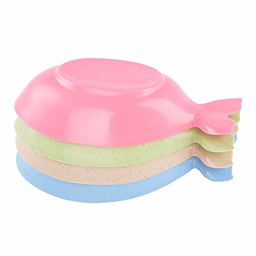 ISKYBOB 4 Pack Fish Shaped Soy Sauce Dipping Dish,Unbreakable Wheat Straw Plastic