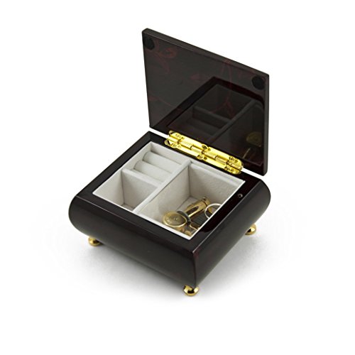 Stunning Wooden Music Jewelry Box, Beautiful Storage Case for Rings, Earrings and Necklaces, Music Box with Open Compartment - 18 Note, 454 Songs Selection – Birthday Gift for Women