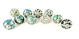 Karmakara Ornate Blue Floral Ceramic Knobs For Cabinets & Cupboards - Hand Painted Pulls