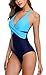 ALove Women Twist Cross One Piece Swimsuit V Neck Bathing Suits Swimwear XXL Aqua-Navy