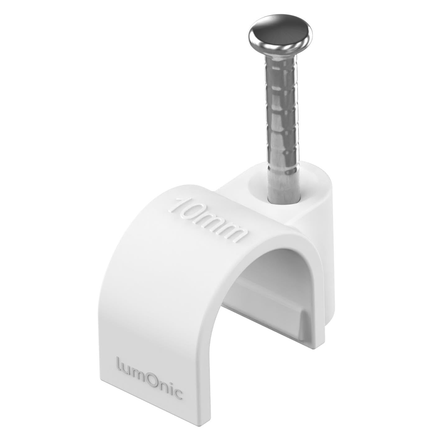 Lumonic 100 x Nail Clamp 10 mm for White Cable – Clamp with 22 mm Nail e.g. for Wall Mounting – Cable Ties Dif