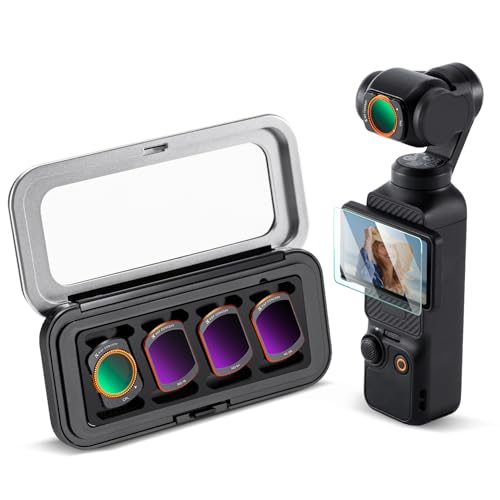 K&F CONCEPT FD161 Magnetic ND Filter Set, Compatible with DJI Osmo Pocket 3/4, Pack of 4, CPL Filter, ND16, ND64, ND512 Filter, Osmo Pocket 3 Accessories, Osmo Pocket 4 Accessories (Aluminium Frame)