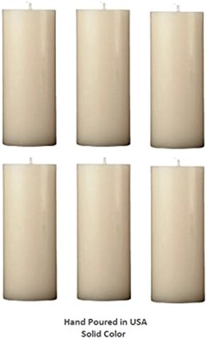 Candles4Less - 2 x 6 Hand Made Ivory Pillar Candles (Set of 6) Unscented Solid Color with Lead Free Cotton Wicks Made in USA