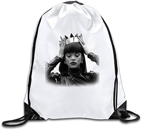 Rihanna ANTI Tour Work With Crown White Drawstring Backpack Sport Bag For Men &amp; Women