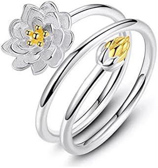 Angel Dream Women Jwelery Pretty WaterLily Blossom Flower Ring Silver Plated Spiral Lotus Opening Ring