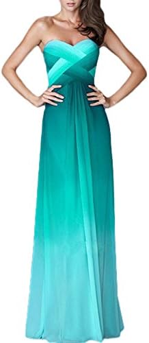 PromMe Women's Prom Dresses Sweetheart A line Chiffon Gradient Color Size 12 US Green