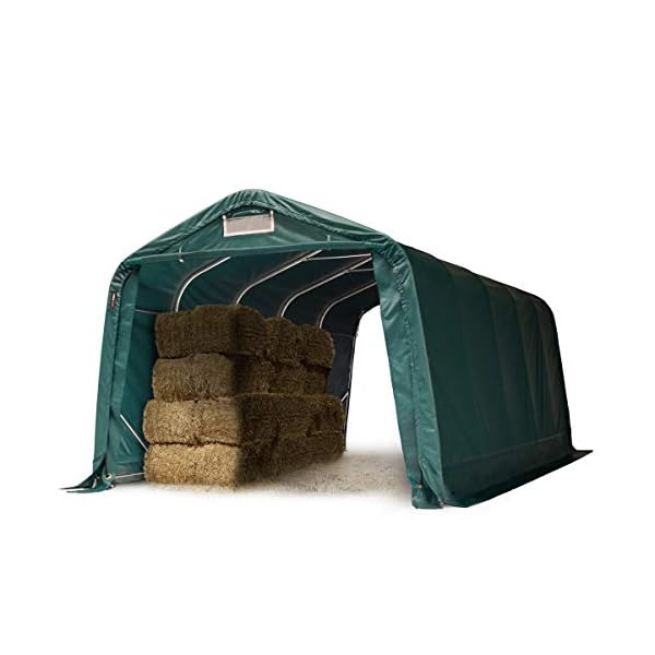 TOOLPORT-Box-Cavalli-33x6m-Robusto-Telo-Verde-in-PVC-ca-550gm-Protezione-per-Cavalli-Pecore-Riparo-per-Animali TOOLPORT Box Cavalli 3,3x6 m, Robusto Telo Verde in PVC ca. 550g/m², Protezione per Cavalli, Pecore, Riparo per Animali