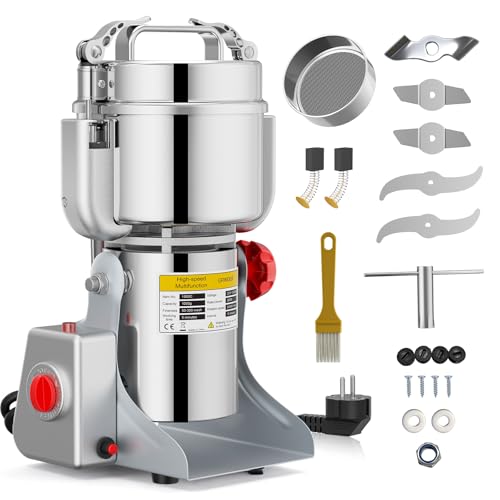 Niktulo 220V Portable Cereal Grinder Grinder Grinder High Speed Grinder Powder Herb Spice Nut Cereal with Overload Protection (1000g)