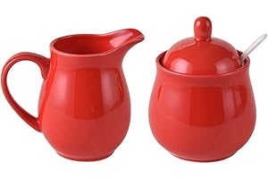 RockTrend Colorful Ceramic Milk Jug Sugar Bowl, Coffee Serving Set, Creamer Pitcher and Sugar Bowl Set