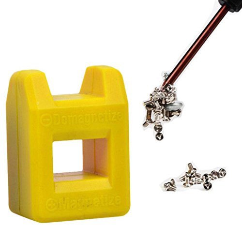 KingWo Mini Fast 2 in 1 Magnetizer Demagnetizer Tool Screwdriver Magnetic Bits (Yellow)