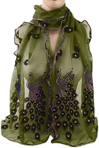 Trendy Women Gauze Embroidered Peacock Veil Church Mantilla Scarf Wrap Scarf Wrap,Fancy Stylish Hijab