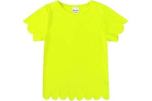 Noomelfish Girls Short Sleeve Scalloped Edge T-Shirts Casual Cute Summer Tee Tops Blouse (5-12 Years)