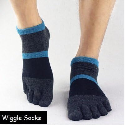 Wiggle Socks From Cerkos: Unisex Comfortable Toe Socks, Toe Separator Socks, Five Finger Socks, 5 Toe Socks, Toe Shoe Socks for Men/women (1 Pair, Dark Blue Black Ankle Socks) by Wiggle Socks