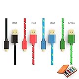 Cell Phone 4 PACKS Micro USB Cable - 6.6feet 4.9ft 3.3 ft 1.6ft With Golden Connector - Strong Braided 24AWG - 4 Colors- Hi Speed Sync And Quick Charing USB Cables For Samsung Galaxy