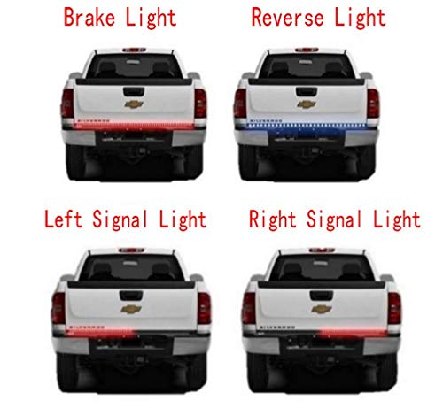 Opall 60″ Inch Red/White Tailgate LED Strip Light Turn Signal Stop Brake Reverse Lights For 1999-2019 Dodge Ram F150 F250 F350 Chevy Silverado Avalanche Cadillac GMC Truck SUV