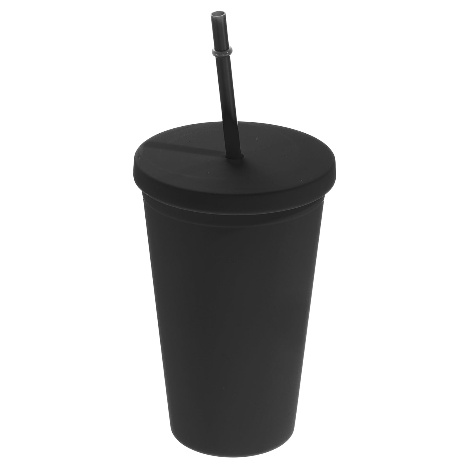Uxcell Acrylic Tumbler with Lid and Straw, 15 Oz Insulated Double Wall Cups for Ice Coffee, Matte Travel Tumblers for Birthdays Gifts, Parties (Candy Black)