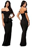 made2envy Drop shoulder Peplum Maxi Evening Dress