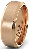 Duke Collections Rose Gold Tungsten Carbide Ring with Brushed Beveled Edges 8mm Comfort Fit