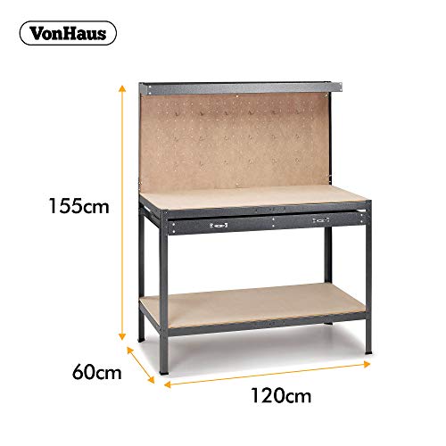 VonHaus Garage Workbench Pegboard Heavy Duty Reinforced Steel with