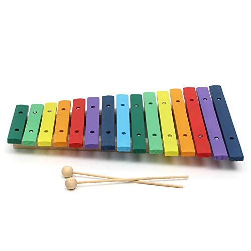 K&A Company 15 Tone Colorful Wooden Glockenspiel Xylophone Educational Percussion Musical