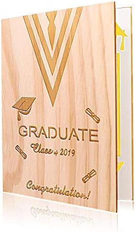 Class of 2019 Graduation Card Nature Pine Wooden Blank Congratulation Greeting Card for New Graduates with Envelope, 15.5 x 11CM