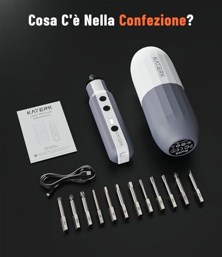 Mini Cacciavite Elettrico, Mini Avvitatore a Batteria con 12 Punte, Punte in Acciaio S2,1500 mAh, Luce LED, Set Cacciaviti Precisione per Laptop, Occhiali, Orologi e Riparazioni (Bianco)
