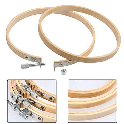 WOWOSS 12 Pieces 3 Size Embroidery Hoops Wooden Round Adjustable Bamboo Circle Cross Stitch Hoop Rings for Embroidery and Cross Stitch Art Craft Handy Sewing - 4", 5", 6" - Thumbnail 2