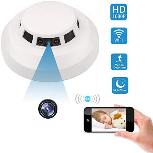 Spy Hidden Camera, ZDMYING WiFi Smoke Detector Camera HD 1080, with Night Vision Motion Detection Loop Recording Alarm Mini Video Recorder Surveillance, for House Office Pet Nanny Cam