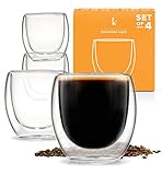 Espresso Cups Shot Glass Coffee Set of 4 - Double Wall Thermo Insulated