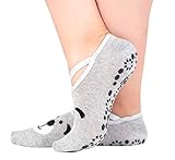 Non-skid No Slip Grip Socks for Barre Yoga Pilates Gym Ballet Hospital Maternity (Grey)