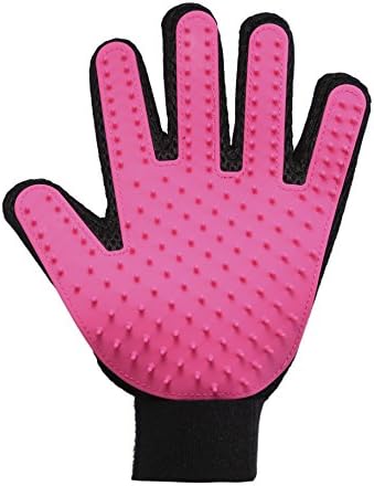 Global Epworth Better Petter Dog &amp; Cat Brush Glove - Gentle Grooming Mitt Your Pet Will Love (Pink left hand)