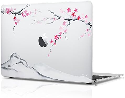 Macbook Pro 13 inch (with Retina Display) Plastic Matte Hard Case, Watercolor Cherry Blossom Design with Keyboard Cover, ONLY Compatible with Macbook model number A1502/A1425