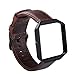KADES Genuine Leather Retro Cowhide Bands with Stainless Steel Frame Compatible for Fitbit Blaze Smart Watch, Coffee Band+Black Frame(Black Clasp)- Large