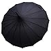 QUEENSHOW Pagoda Umbrella Retro Travel Stick Umbrella with Hook Handle Auto Open for Sun & Rain Protection, Black