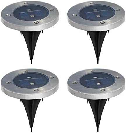 YIWEISI Pack of 4 Solar Garden Light 2 LED, New Design for Outdoor Stairway, Weatherproof (warm white)